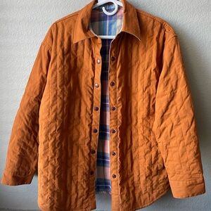 Cotopaxi Orange/Plaid Reversible Quilted Button-Up Jacket